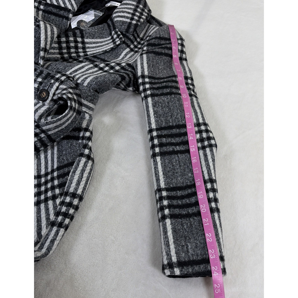 NWT Motherhood Maternity Women's Pea Coat Black & White Plaid Size Small Chrty - Picture 13 of 16